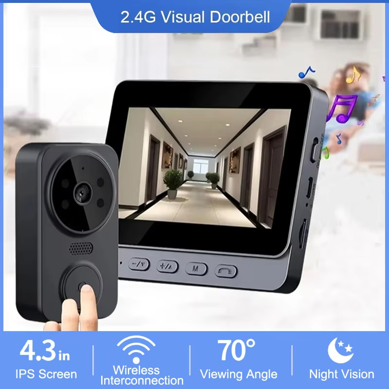 Smart Home Video Doorbell Enhanced Security With Smart Doorbell - 4.3 inç WiFi Kablosuz Görüntülü Kapı