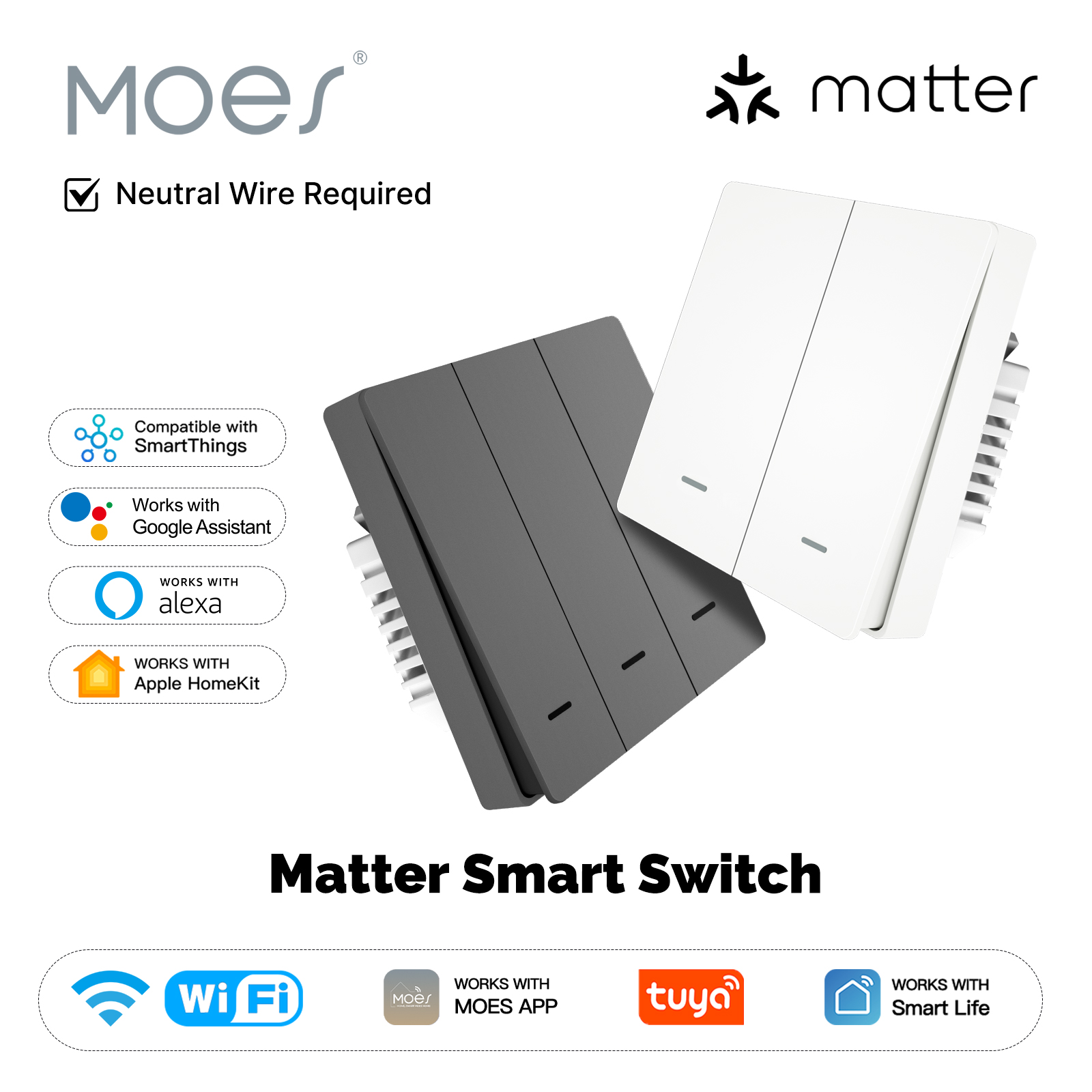 Smart Home Switch - MOES Matter Tuya WiFi Akıllı Işık