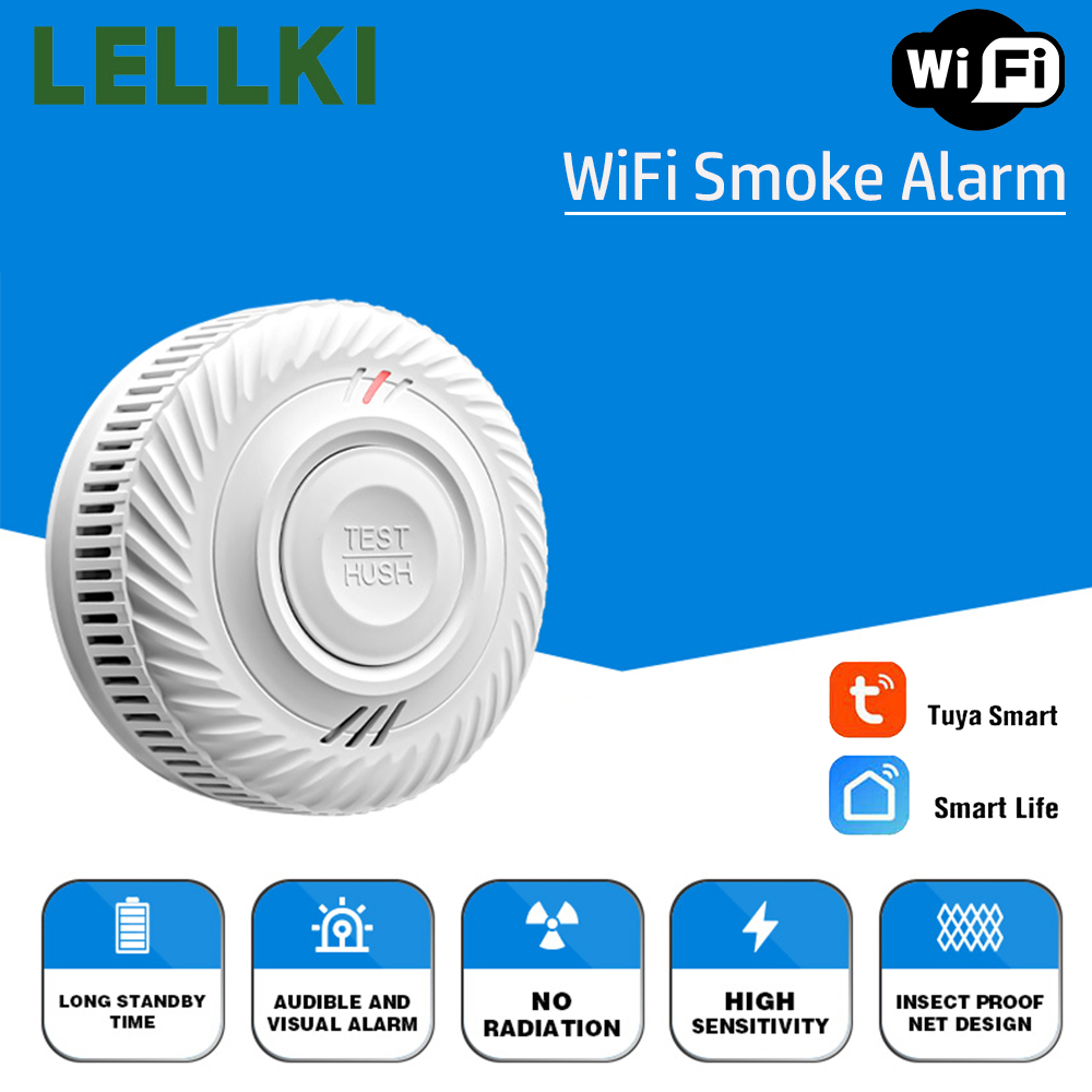 Smart Smoke Detector - LELLKI WiFi Duman Dedektörü Uzun Pil