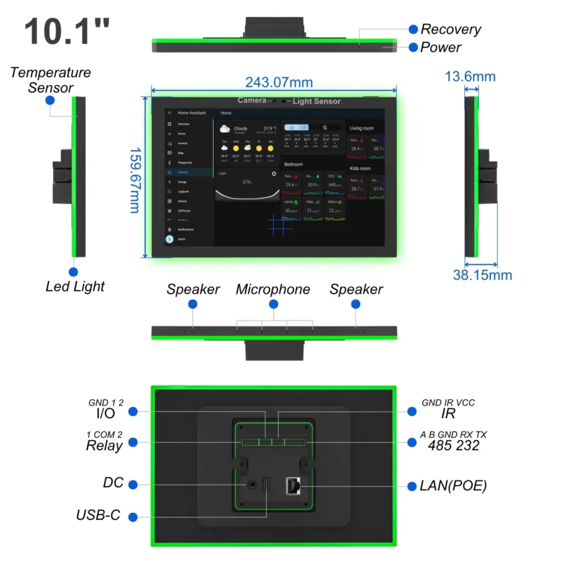Home Assistant 10.1 İnç Androi - Smart Home Touchscreen Control Panel incelemesi ve fiyatı